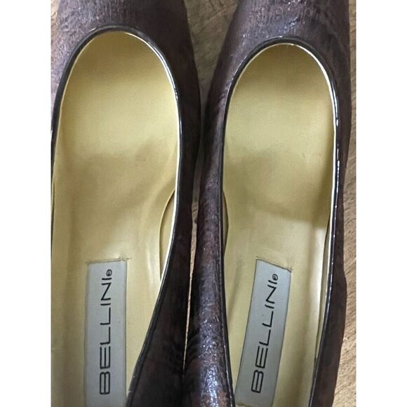 Bellini Brown Magenta Leather Chunky Slim Block Heels 9M Excellent Condition - Picture 7 of 9